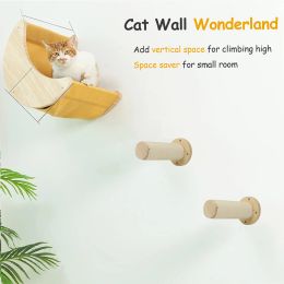 Scratchers Cat Hammock Set Moon Shaped Wall Shelf Perch And 2 Climbing Posts For Indoor Cats Scratching Wall Furniture Sleeping