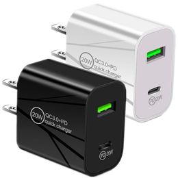 Universal 2.4A 12W 18W 20W Dual Ports Typ C USB-C PD EU US Wall Charger Power Adapters för iPhone X Xs Max 11 12 13 14 15 Pro Samsung Tablet PC Android-telefon