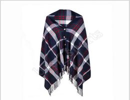 8 Colors Women Plaid Scarves Grid Tassel Wrap Oversized Check Shawl Winter 180cm Neckerchief Lattice Button Scarf ZZA1322 10pcs8089447