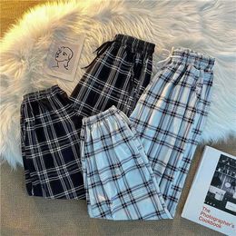 Dżinsy dżinsowe kobiety nowa grupa stóp moda luźna czarna kratona lato studenci harajuku streetwear harem długie spodnie damskie Chicl2403