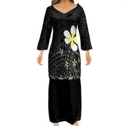 Casual Dresses Women'S V-Neck Dress Polynesian Tribal Print Samoan Puletasi Long Top And Skirt Two-Piece