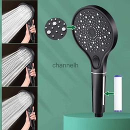 Bathroom Shower Heads 3 Modes Round Head With Calcario Philtre Spa High Pressure Save Water Rain Hose System Set Faucet Accessories YQ240228