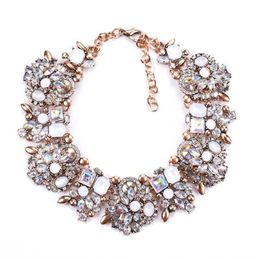 Charm Rhinestone Flowers Necklaces For Women Fashion Crystal Jewellery Choker Statement Bib Collar Necklace 2020267V