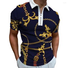 Men's Polos Patchwork Fashion Short Sleeve Urban Summer Men 2024 Polo Shirts Casual Turn-down Collar Zipper Design Tops Haruku