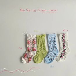 Socks Spring Infant Sock Cute Korean Sweet Floral Print Baby Socks Soft Cotton Newborn Girls Baby Socks Floor Lace Socks in Tube Socks