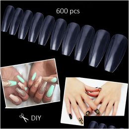 False Nails 600 Pieces Acrylic Nails Transparent Fl Er Coffin Artificial Nail Fashion Diy Ballet Fingernail Tips Set Art Drop Delivery Dhbai