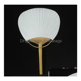 Other Event Party Supplies 100Pcs White Round Hand Fans With Bamboo Frame And Handle Wedding Party-Favors Gifts Paddle Paper Fan S Dhkyq