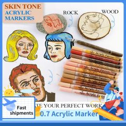 Markers Art Acrylic Paint Set Ceramic Painting Pen Graffiti Skin Color Body Marker Pen Diy Painting Shoes Washable Waterproof Tool