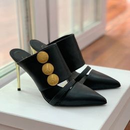 Slides Slippers Sandals Women Luxury Slide Slipper Stiletto Designer Heels Hardware Buckles Shoes