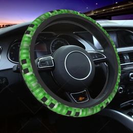 Steering Wheel Covers Pixel Game Green Cover Durablb Soft To Touch Car Accessories For Men Women One Size