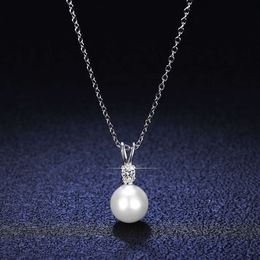 Customise Economic Classic Fine Jewellery Vvs d Colour Moissnaite Artificial Pearl Necklace 925 Sterling Silver Pendant Necklace
