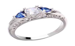 Wedding Rings Vintage Hollow Pattern Flower Engagement Ring Geometric Round Crystal Blue Zircon For Women Boho Jewellery 20213287736