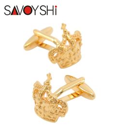 SAVOYSHI Luxury Goldcolor Crown Cufflinks for Mens Shirt Brand Cuff Bottons High Quality Cufflinks Wedding Fashion Men Jewelry6993748