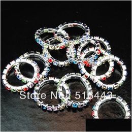 Band Rings 48Pcs Colorf Czech S Stretchy Sier Plated Women Or Toe Wholesale Jewellery Lots A230 230814 Drop Delivery Ring Dhosf