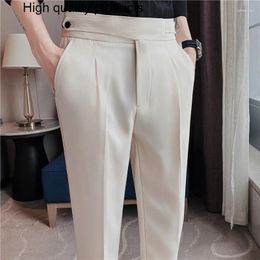 Men's Suits 2024 Spring Summer Fashion Drape High Waist Suit Pants Men Clothing Full Length Slim Fit Casual Straight Office Trousers 36