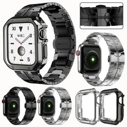 Iron Man Three Bead Metal Chain Bracelet Strap Band with Case Link Solid Stainless Steel Straps Bands Watchband for Apple Watch Series 3 4 5 6 7 8 9 iWatch 40 41mm 44 45mm