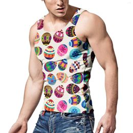Men's Tank Tops Mens Easter Vest Festive Casual Daily Slim Fit Outer Shirt 3D Printed Egg Plain T Shirts Men Pack