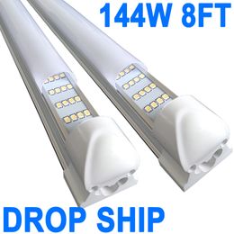 LED T8 Integrated Single Fixture, 8FT 144000lm, 6500K Super Bright White, 144W Utility LED Shop Light, Ceiling and Under Cabinet Light Corded Electric Garage crestech