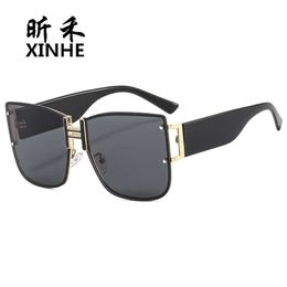 Original 1to1 Fashionable men and women outdoor street photo sunglasses H family large frame metal glasses 4T5P