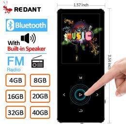 Speakers REDANT MP3 Player Bluetooth hifi lossless mini music player with fm radio speaker headphones, sport MP 3 portable metal walkman