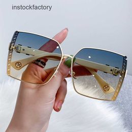 Original 1to1 H family square rimless Sunglasses female ins fashion street beat Tiktok thin net red personality glasses 2XVL