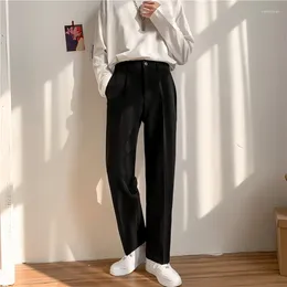 Men's Suits 2024 Spring Autumn Men Korean Loose Straight Trousers Male Solid Colour Wide-leg Pants Students Leisure Suit Trouser I724
