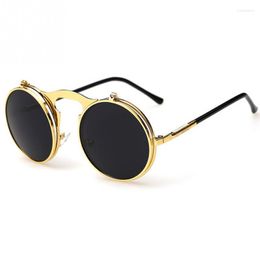 Sunglasses 2024 Vintage Steampunk Round Designer Steam Punk Metal Women Sunglass Men Retro CIRCLE SUN GLASSES