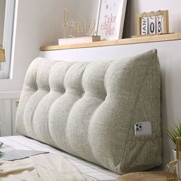 Japanese Cotton Linen Bed Cushion Thickness Sofa Headrest el Tatami Backrest Pillow Removable Washable Headboard Decor Home 240220