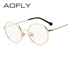 AOFLY BRAND DESIGN Plain Glasses Alloy Frame Women Glass Classic Round Clear Lens Spectacles Elegant Vintage Eyewear AF91165865259