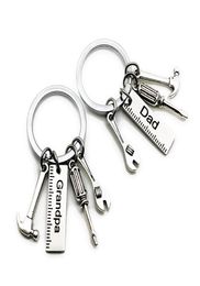 50pcslot New Stainless Steel Dad Tools Keychain Grandpa Hammer Screwdriver Keyring Father Day Gifts1 85 W27893514