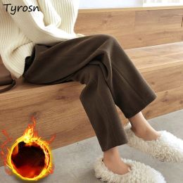 Capris Wide Leg Pants Women Warm Cosy Plusvelvet Thicken Corduroy Vintage 3Colors Baggy S5XL Trendy Korean Style Clothes Pantalone