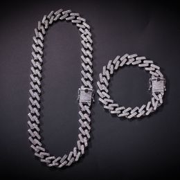 Hip hop Necklace Strip Miami Cuban Chain Zircon-studded Hip-Hop Necklace for Men European and American Accessories1933