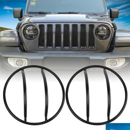 Other Exterior Accessories Accessories Car Headlight Er Black Decoration Iron For Jeep Wrangler Jl Add Interior Drop Delivery Automobi Dhejy