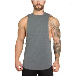 Men's Polos Blank Cotton Loose Tank Top Long Fitness Sports Jumper Elastic Youth Summer