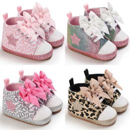 Athletic Outdoor Classic Canvas Baby Girls Shoes Infant Big Bow Sports Shoes Crib Shoes Toddlers Soft Sole Anti-slip First Walkers Baby SneakersL2401