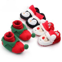 Athletic Outdoor Winter Snow Boots for Newborn Baby Girls Booties Chrismas Warm Plush Inside Anti-Slip Baby Infant Toddler Cute Soft Bottom ShoesL2401