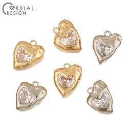 Jewellery Cordial Design 20pcs 14*16mm Cz Heart Charms/hand Made/genuine Gold Plating/diy/rhinestone Pendant/jewelry Findings & Components