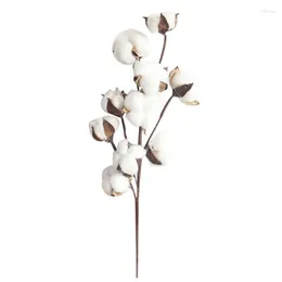 Decorative Flowers 5Pcs Naturally Dried Cotton Stems Farmhouse Artificial Flower Filler Floral Decor Fake DIY Garland