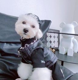 Quality Pet Clothes Handsome Black Leather Coat Puppy Teddy Schnauzer York Summer Autumn and Winter Clothing Short Vest Vest