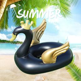 Inflatable Float Baby Swimming Circle WhiteBlack Swan Swim Water Fun Toys Children Holiday water sport Beach Party 240223