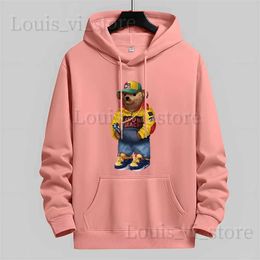 Women's Hoodies Sweatshirts Blessyuki Cool Bear Printed Sweatshirt Men Autumn Korean Chic Long Sleeve Graphic Hoodies Male Oversized High Street Pullover T240228