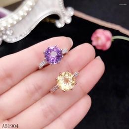 Cluster Rings KJJEAXCMY Boutique Jewelry 925 Sterling Silver Inlaid Natural Amethyst Citrine Gemstone Female Ring Support Detection