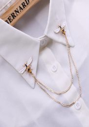 Cute Bee Vintage Brooches Pins Animal Alloy Metal Chain Brooch Broches Man Suit Shirt Collar Tassel Lapel Pin Women Jewellery Gift6874214