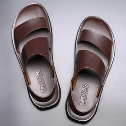 Sandals Dad Summer 2024 Slippers Dual Soft Sole Versatile Casual Leather Sandal Shose Men Fashion Outdoor Adult Slip On