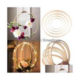 Craft Tools Home Decor Bamboo Ring Wooden Circle Round Catcher Diy Hoop For Flower Wreath House Garden Plant Hanging Drop Delivery A Dh9Se