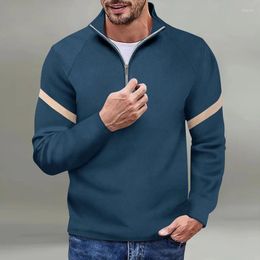 Men's Polos Autumn Winter Solid Color Fashion Long Sleeve Polo Shirts Man High Street Casual Loose Zipper Pullovers Men Warm All-match Tops