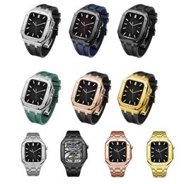 Designer Smart Straps Wristband AP Mod Kit Set Link Bracelet Cases Cover with Steel Solid Band Strap Silicone Bands Watchband for Apple Watch Series 3 4 5 6 7 8 SE iWatch 4