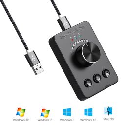 Amplifier USB Volume Control Knob Computer Speaker Controller Bluetooth 5.1 3.5mm Audio Output with Play Pause Skip Mute Function