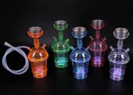 Acrylic Hookah Smoking Cup Set Bottle Pipes with LED Light Shisha Hose Hookahs Water Bongs Oil Rigs AccessoriesEasy to Carry for Home ZZ