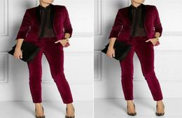 Burgundy Velvet Women Ladies Suit 2 Pieces Mother of the Bride Suits Formal Business Women039s Office Dress For Wedding4514726